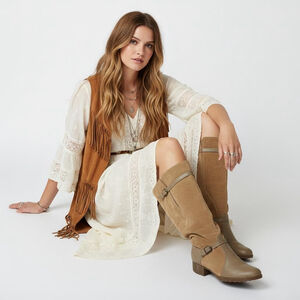 Hush Puppies Vintage 1970s Suede Sherpa Brown Boots Size 10M